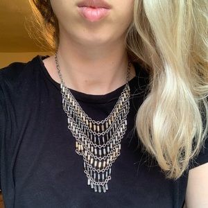 Mixed Metal Beaded Statement Necklace